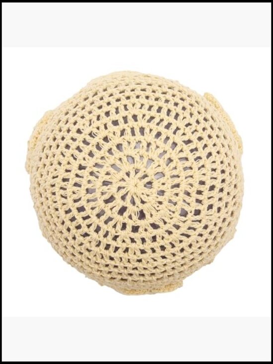 Handmade Cotton Crochet Beanie Slouchy Skull Hat with Floral Motif